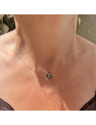 Collar para Mujer con Perla de Tahití – Perla sobre Hilo Transparente