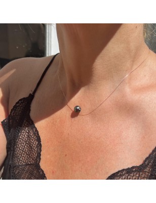 Collar para Mujer con Perla de Tahití – Perla sobre Hilo Transparente