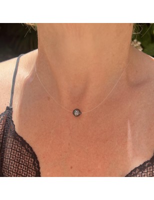 Collar para Mujer con Perla de Tahití – Perla sobre Hilo Transparente