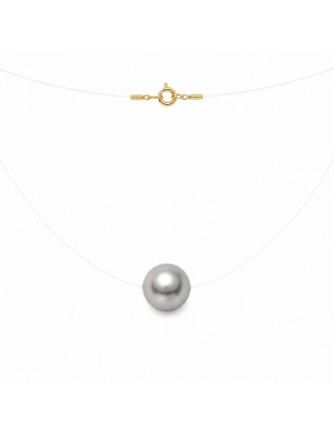 collier femme perle de Tahiti - perle sur fil transparent en collier