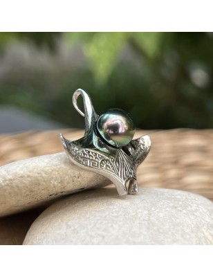 tarif pendentif homme perle noire de tahiti prix - raie manta bijou perles tahitiennes