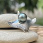 Perle de Tahiti Verte de 9.18mm - Pendentif Raie Manta