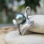Perle de Tahiti Verte de 9.18mm - Pendentif Raie Manta