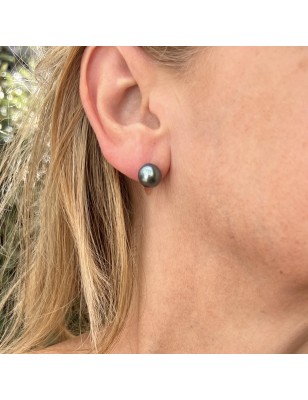 Here – Orecchini con Perle di Tahiti Blu da 9.31 mm