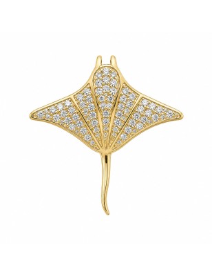Manta-Rochen Anhänger mit Natürlichen Diamanten – 18 Karat Gelbgold