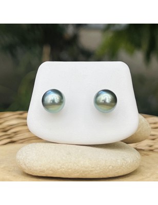 paire de boucles d'oreilles en or et perles de Tahiti vert lagon prix - perles lagon en boucles d'oreille