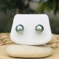 Tiareva - Perles de Tahiti Vert Lagon - 9.30mm - Boucles or 750