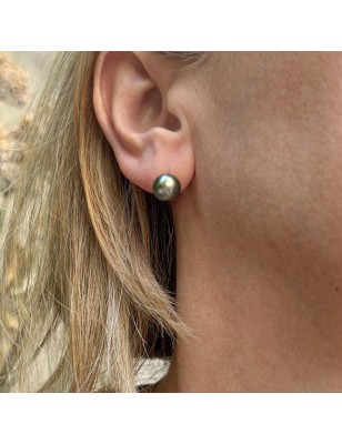 Orecchini in Oro 18 Carati con Perle di Tahiti Peacock da 9,06 mm