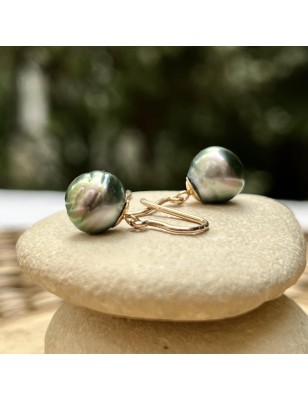 Boucles oreilles dorées avec une perle de Tahiti brillante prix