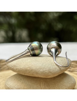 Boucles d'Oreilles Pendantes Perles de Tahiti Peacock de 11.12mm