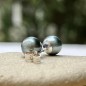 Boucles d'Oreilles Argent Rhodié Perles de Tahiti Bleues