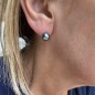 Boucles d'Oreilles Argent Rhodié Perles de Tahiti Bleues