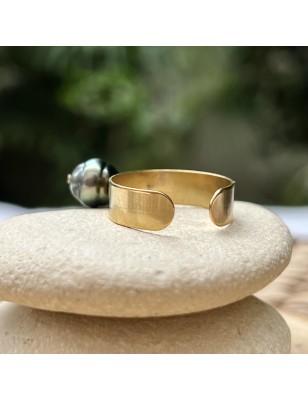 bague dorée perle de culture - bague pampille perle de Tahiti