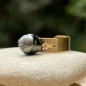 Hina - Bague Acier Doré et Perle de Tahiti Peacock