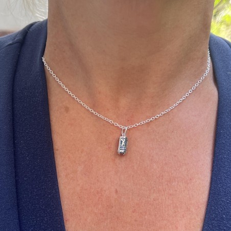 Tiki-Anhänger aus rhodiniertem Silber mit natürlichem Türkis