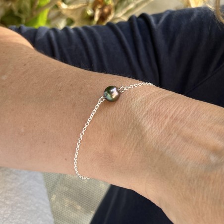 Tahiti-Perlenarmband Blaues Peacock 9,11 mm – Vaiora