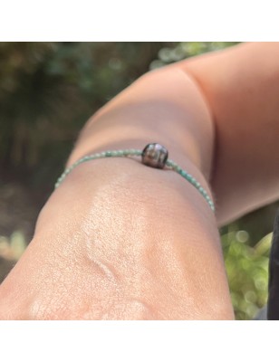 Turquoise and Peacock Tahitian Pearl Bracelet