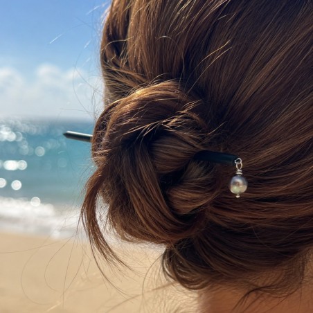 Mana Hair Pin – Épingle à Cheveux en Bois & Perle de Tahiti