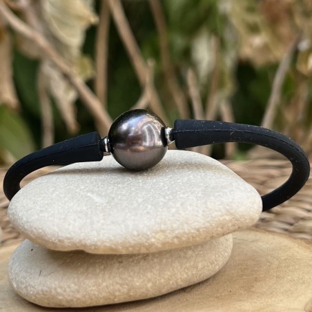Pulsera de hombre con perla cultivada – pulsera masculina con perla de Tahití