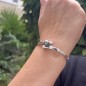 ロジウム仕上げシルバーブレスレット グレーブルー タヒチ黒蝶真珠 ロジウム仕上げシルバーブレスレット グレーブルー タヒチ黒蝶真珠