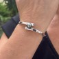 ロジウム仕上げシルバーブレスレット グレーブルー タヒチ黒蝶真珠 ロジウム仕上げシルバーブレスレット グレーブルー タヒチ黒蝶真珠