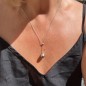 Collier Cravate en Argent Rhodié & Perle de Tahiti Vert Tilleul