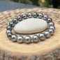 Moerava - Bracciale 21 Perle di Tahiti Ovali Pavone e Grigie