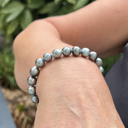 Moerava - Bracelet 21 Tahitian Circled Pearls Gray-blue