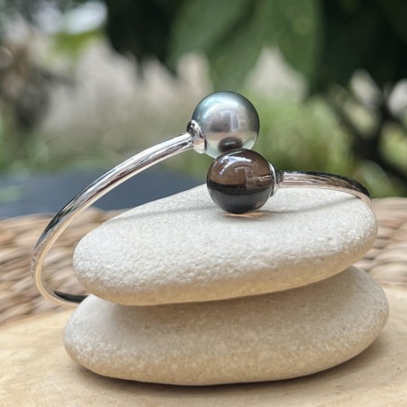 Pulsera Toi et Moi con perlas - pulsera de plata para mujer con perlas de Tahití