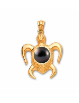 Honu Nui - Pendente Uomo in oro 18 carati Tartaruga e Perla di Tahiti