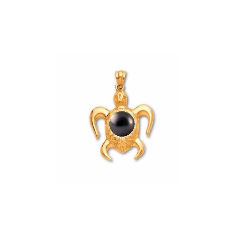 Honu Nui - Tahitian Pearl 18 Karat Gold Turtle Man Pendant