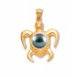 Honu Nui -  Pendentif Homme en or 18 carat Tortue et Perle de Tahiti