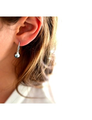 Pendientes de perla de Tahití en plata de ley 925